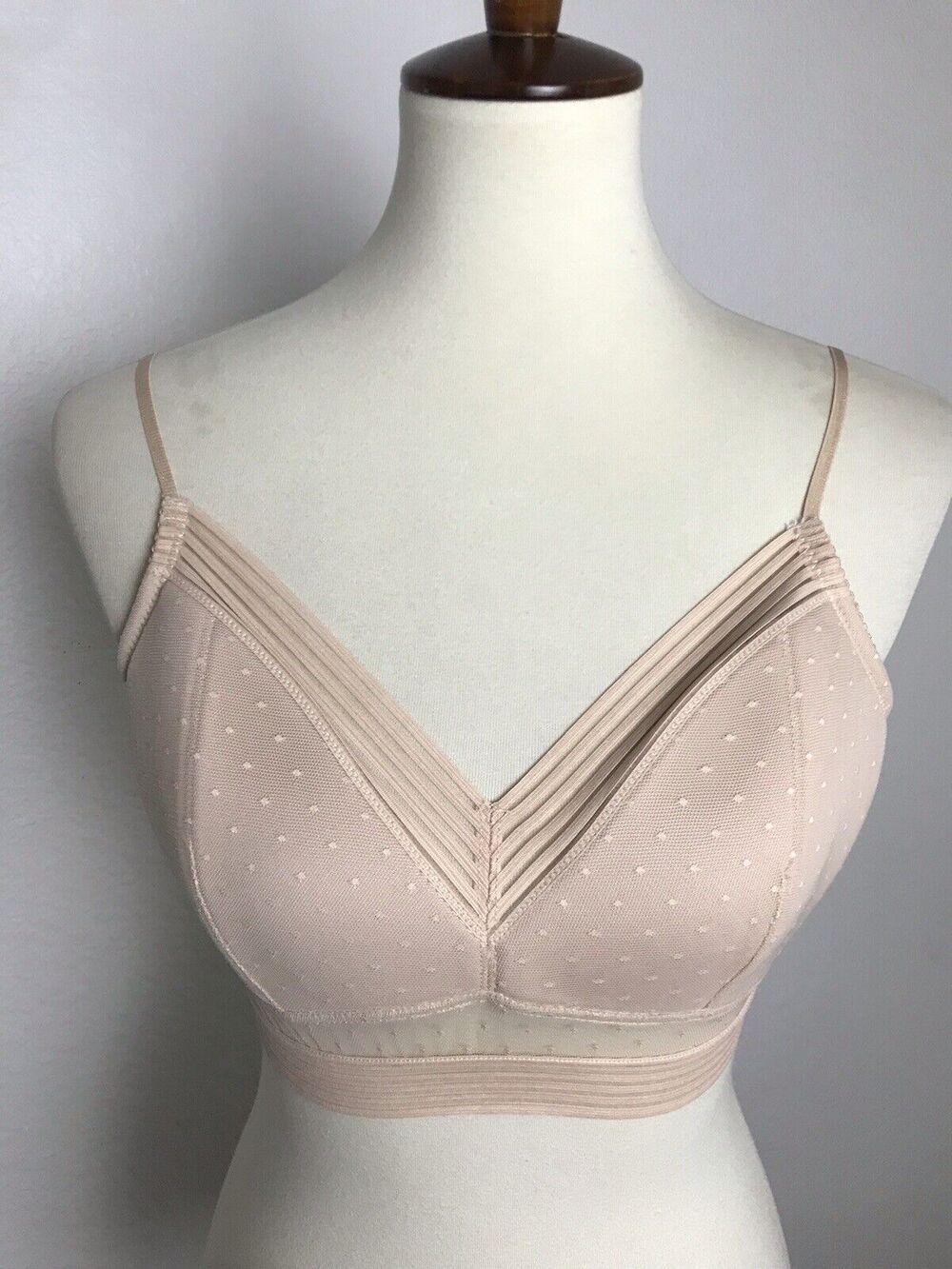 No Brand‎ Bra Women 3XL Polka Dot Mesh Semi Sheer Clean Girl Romantic Lingerie